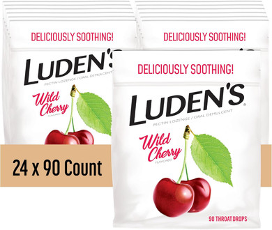 Ludens Wild Cherry Throat Drops, Sore Throat Relief, 20 Count
