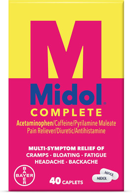 Midol Complete Menstrual Pain Relief Caplets, 40 Count - Provides Cramp, Headache, And Bloating Relief