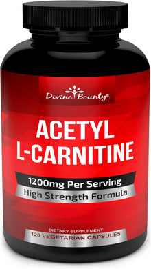 Divine Bounty Acetyl L-Carnitine Capsules 1200Mg Per Serving - L Carnitine Supplement 120 Vegetarian Capsules