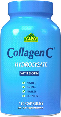 Collagenc - Collagen Hydrolysate Capsules With Biotin By Alfa Vitamins - Anti-Aging Nutritional Supplement For Skin, Nails & Hair Rejuvenation - Supports Bone & Muscle - Made In Usa - 180 Capsules