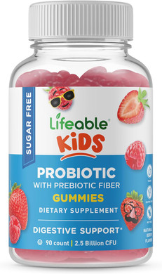 Lifeable Sugar Free Probiotics With Prebiotics Fiber For Kids  Great Tasting Natural Flavor Gummy Supplement  Keto Friendly Probiotic Chewable  90 Gummies