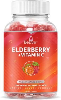Belive Elderberry Gummies With Vitamin C, Propolis, Echinacea. Max Strength 200Mg - Sambucus Black Elder Immune Support Vitamins Supplement Made For Adults & Kids | Raspberry Flavored. 50 Count