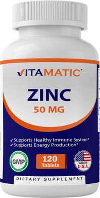 Vitamatic Zinc 50Mg As Zinc Gluconate - Immunity Boosting Supplement 120 Tablets
