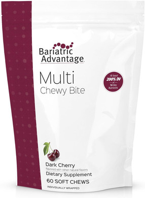 Bariatric Advantage Multi Chewy Bite - Soft Chew Multivitamin For Bariatric Surgery Patients - Chewable Multivitamin With Folic Acid, Vitamin D3 & More - Dark Cherry Flavor - 60 Count
