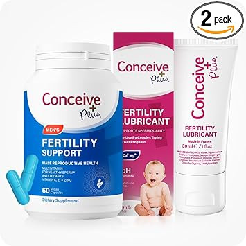 Conceive Plus Mens Fertility Bundle, Fertility Vitamins 60 Count And Fertility Lubricant 2.5 Ounce