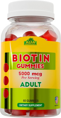 Alfa Vitamins Biotin Skin, Hair, & Nails Gummies With 5000Mcg - Promotes Natural Collagen, Supports Healthy Hair And Nails Growth - 60 Gummies