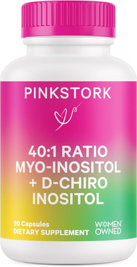 Pink Stork Myo-Inositol & D-Chiro Inositol - 30 Day Supply - Ovarian Support Vitamin - 40:1 Blend To Support Hormone Balance For Women, Conception, Metabolism - Vitamin B8 - Fertility Supplements