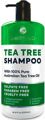 Tea Tree Oil Shampoo - Sulfate And Paraben Free With Collagen Keratin - Ideal For Women And Men With Oily Hair And Scalp Buildup - Anti Dandruff Treatment For Itchy, Dry Scalps  Salon Grade Products