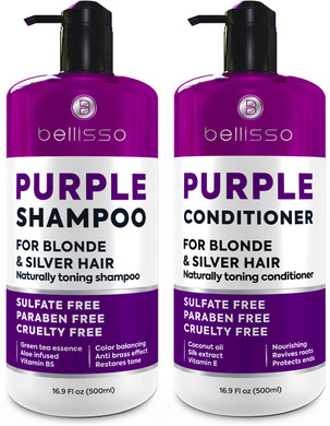Purple Shampoo And Conditioner Set For Platinum Blonde, Silver, Light, Bleached And Grey Hair - Sulfate And Paraben Free Professional Salon Grade Toner (2 X 16.9 Fl Oz)  For Women And Men