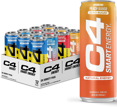 C4 Energy & Smart Energy Drinks Variety Pack, Sugar Free Pre Workout Performance Drink With No Artificial Colors Or Dyes, Zero Calorie, Coffee Substitute Or Alternative, 4 Flavor Variety 12 Pack