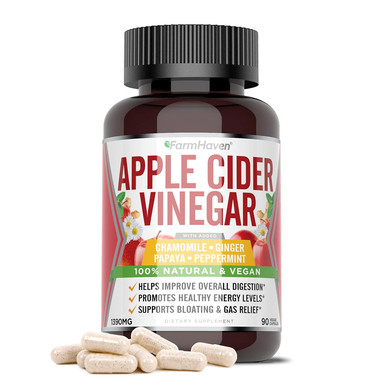 Farmhaven Apple Cider Vinegar Capsules With Mother, Acv Capsules With Mother 1390Mg, Apple Cider Vinegar Pills With Ginger, Apple Vinegar Pills For Digestion Healthy, Vinegar Tablets With Mother