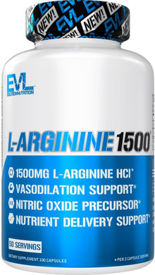 Evlution Nutrition Nitric Oxide Booster L-Arginine Supplement - High Potency Nitric Oxide Supplement With 1500Mg Of L Arginine Hcl For Enhanced Pumps Energy Muscle Growth And Vascularity No Booster