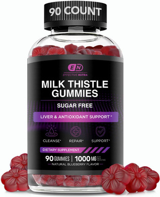 Milk Thistle Gummies - Sugar Free Milk Thistle 1000Mg Extract, Liver Detox And Antioxidant Support (90Ct)