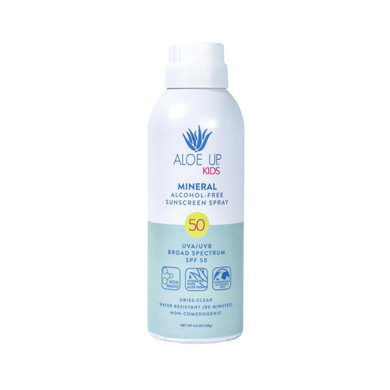 Aloe Up Kids Sport Sunscreen Lotion Spf 50 - Broad Spectrum Sheer Face And Body Sunscreen Protector For Sensitive Skin - With Aloe Vera Gel - Dries Fast - Reef Safe - Fragrance-Free - 6 Oz