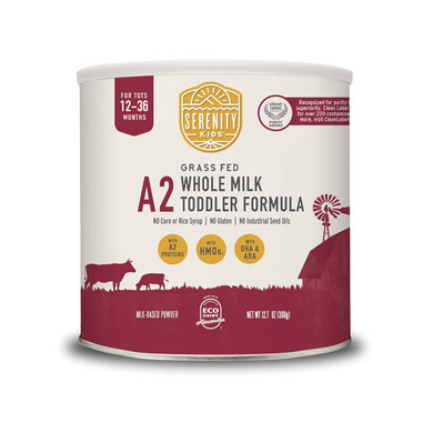 Serenity Kids Toddler Formula Powder Drink Made With Grass Fed Organic A2 Whole Milk | Easy To Digest, Clean Ingredients | Clean Label Project Purity Award Certified | 12.7 Oz Can | 1 Count