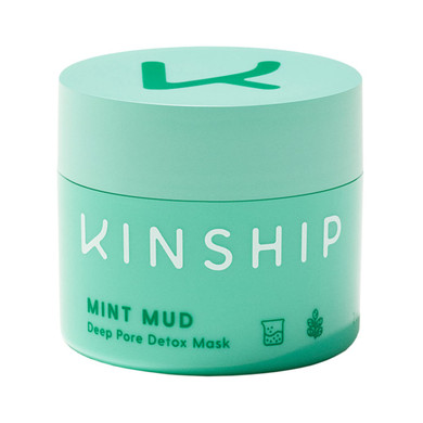 Kinship Mint Mud Deep Pore Detox Mask - Purifying Clay Face Mask With Vitamins + Minerals - Exfoliate, Smooth + Brighten Skin - Balance Oil + Unclog Pores - Vegan Facial For All Skin Types (2 Oz)