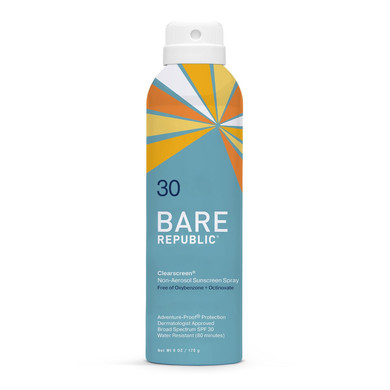 Bare Republic Clearscreen Sunscreen Spf 30 Sunblock Spray, Water Resistant With An Invisible Finish, 6 Fl Oz