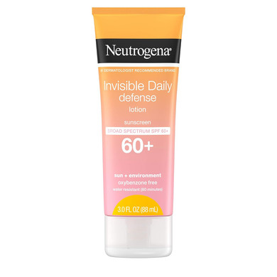 Neutrogena Invisible Daily Sunscreen Lotion, Broad Spectrum Spf 60+, Oxybenzone-Free & Water-Resistant, Sun Or Environmental Aggressor Protection, Antioxidant