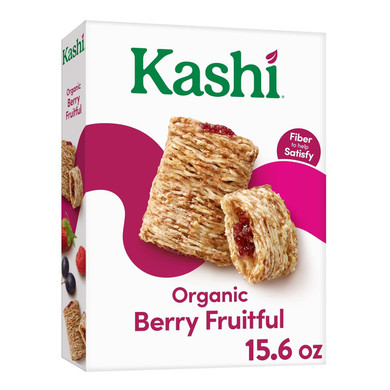 Kashi Breakfast Cereal, Vegan Protein, Organic Fiber Cereal, Berry Fruitful, 15.6Oz Box (1 Box)