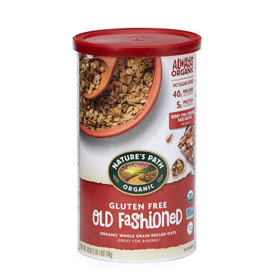 Natures Path Organic Gluten Free Old Fashioned Rolled Oats, Non-GMO, 40g Whole Grains, 5g Plant Based Protein, Oatmeal Great for Baking, 18 Ounce (Pack of 6)