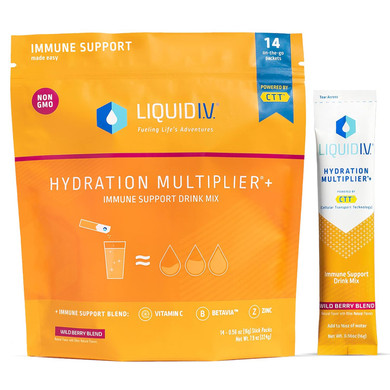 Liquid I.V. Hydration Multiplier + Immune Support -Wild Berry Blend - Hydration Powder Packets | Electrolyte Powder Drink Mix | Easy Open Single-Serving Stick | Non-GMO | 12 Pack (168 Servings)