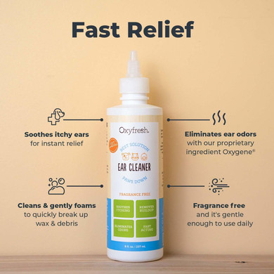 Oxyfresh Advanced Pet Ear Cleaner - Best Dog Ear Cleaner Solution - Helps With Yeast, Wax, Dirt & Itchy Ear Canal - Cleaning, Soothing, & Sting-Free Dog Ear Wash & Cat Ear Cleaner 8Oz