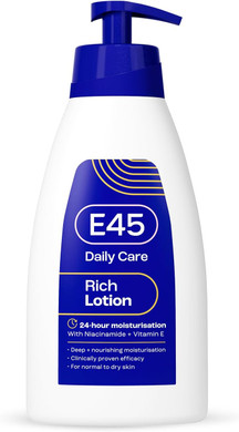 E45 Rich Skin Lotion 400 ml  E45 Moisturising Lotion with Evening Primrose Oil  Lightweight Body Lotion for Dry and Sensitive Skin  Long-Lasting Moisturisation for Soft and Supple Skin