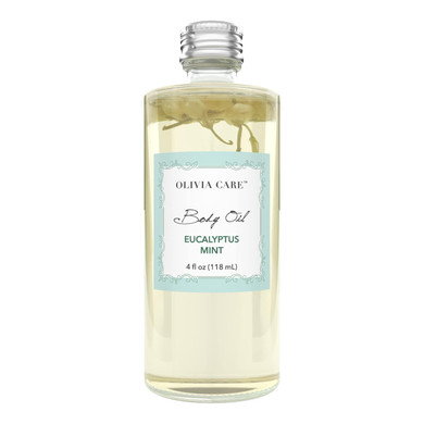 Olivia Care Body Oil Eucalyptus Mint Vegan & Natural | Hydrating & Moisturizing - Infused With Vitamin E, K & Omega Fatty Acids - Reduce Dry Skin, Anti-Aging Properties (Eucalyptus Mint)