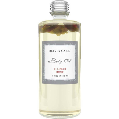 Olivia Care Body Oil Vegan & Natural Perfume Oil For Women | Moisturizing After Bath Oil - Infused With Vitamin E, K & Omega Fatty Acids - Reduce Dry Skin, (French Rose)