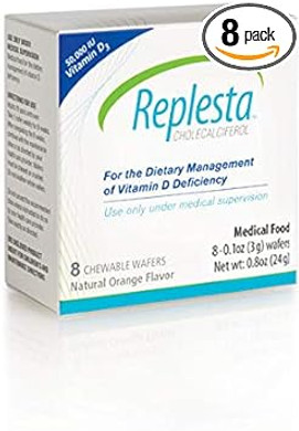 Replesta 50,000 Iu Vitamin D3 Cholecalciferol, For Vitamin D Deficiency, Once-Weekly Chewable Wafer, Non-Gmo, Natural Orange Flavor, 8 Count (Pack Of 1)