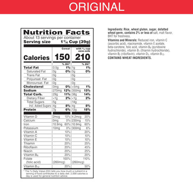 Special K Cold Breakfast Cereal, 11 Vitamins And Minerals, 13G Protein, Family Size, Original, 18Oz Box (1 Box)