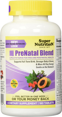 SuperNutrition Prenatal Blend Multi-Vitamin, High-Potency, 6 per Day Tablets, 30 Day Supply, 180 Count