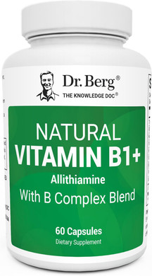 Dr. Berg Natural Vitamin B1 B6 B12 Complex - Allithiamine Vitamin B1 Supplement With 8 Essential Vitamin B Complex For Men & Women Including Thiamin, Niacin, Folate, Magnesium & More - 60 Capsules