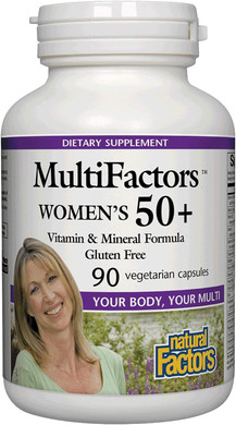 Multifactors By Natural Factors, Women'S 50+ Multivitamin & Mineral Formula, Dietary Supplement For Nutritional Support, 90 Capsules (30 Servings)