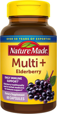 Nature Made Multi + Elderberry Capsules, Multivitamin For Daily Immune Support, One Per Day Multivitamin, 60 Count