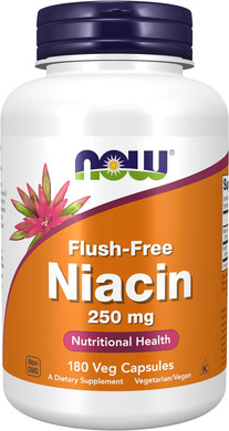 Now Supplements, Niacin (Vitamin B-3) 250 Mg, Flush-Free, Nutritional Health, 180 Veg Capsules