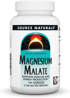 Source Naturals Magnesium Malate 3750 mg Per Serving Essential Magnesium Malic Acid Supplement - 100 Capsules