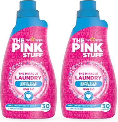 Stardrops - The Pink Stuff - The Miracle Laundry Sensitive Non Bio Liquid - 32Oz Pack Of 2