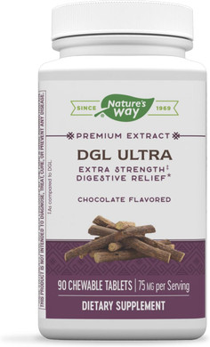 Nature'S Way Dgl Ultra - Extra Strength** - Premium Licorice Root Extract - Digestive Relief* - With Gutgard ® - Vegan & Gluten Free - 90 Chewable Tablets - Chocolate Flavored
