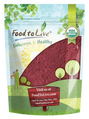 Food to Live Organic Beet Root Powder, 8 Ounces  Non-GMO, Raw, Kosher, 100% Pure, Vegan Superfood, Bulk, Rich in Iron and Fiber, Great for Juices, Drinks, and Smoothies