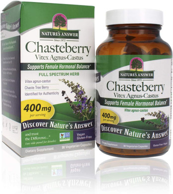 Nature's Answer Chasteberry Vitex Agnus Castus 400mg 90-Capsules | | Vegan, Gluten-Free, Non-GMO. Kosher | Promotes Female Balance