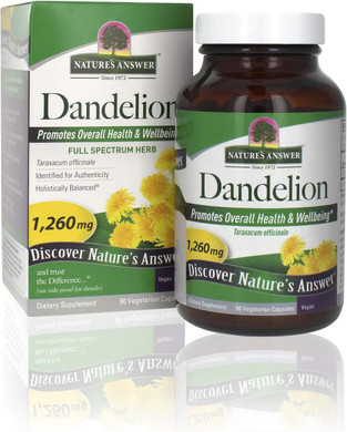 Nature's Answer Dandelion Root 1260mg 90-Capsules | Digestion, Liver, and Gallbladder Function Support | Gluten-Free, Non-GMO, Vegan, No Artificial Flavors or Preservatives | Single Count