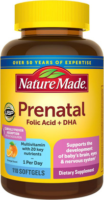 Nature Made Prenatal With Folic Acid + Dha, Prenatal Vitamin And Mineral Supplement For Daily Nutritional Support, 110 Softgels, 110 Day Supply