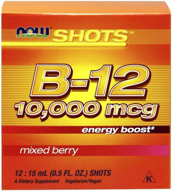 Now Foods B-12 10,000Mcg Shots 0.5 Ounce 12 Count Box Mixed Berry