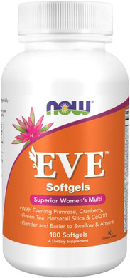 NOW Supplements, Eve Women's Multivitamin with Evening Primrose, Cranberry, Green Tea, Horsetail Silica & CoQ10, 180 Softgels