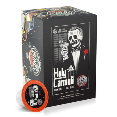 Bones Coffee Company Flavored Coffee Bones Cups Holy Cannoli Flavored Pods | 12Ct Single-Serve Coffee Pods Compatible With Keurig 1.0 & 2.0 Keurig Coffee Maker