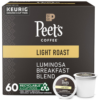 Peet'S Coffee, Light Roast K-Cup Pods For Keurig Brewers - Luminosa Breakfast Blend, 10 Count (Pack Of 6)