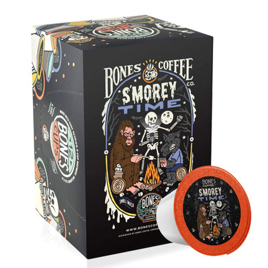 Bones Coffee Company Flavored Coffee Bones Cups S'Morey Time S'Mores And Graham Crackers | 12Ct Single-Serve Coffee Pods Compatible With Keurig 1.0 & 2.0 Keurig Coffee Maker