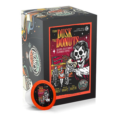 Bones Coffee Company Flavored Coffee Bones Cups From Dusk Till Donuts Flavored Pods | 12Ct Single-Serve Coffee Pods Compatible With Keurig 1.0 & 2.0 Keurig Coffee Maker