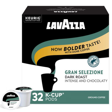 Lavazza Gran Selezione Single-Serve Coffee K-Cupã¢Â® Pods For Keurigã¢Â® Brewer, Dark Roast, 32Count Box, (Pack Of 4) 100% Arabica, Rainforest Alliance Certified 100% Sustainably Grown, Value Pack